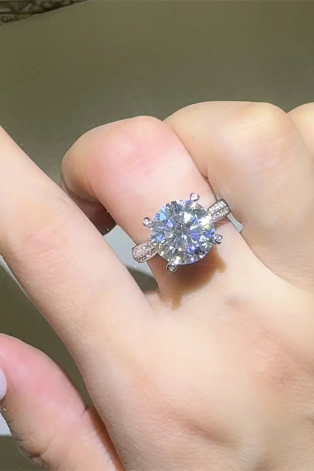 5 Carat Moissanite Sterling Silver Ring Giulia - Radiant Women's Ring Velanci