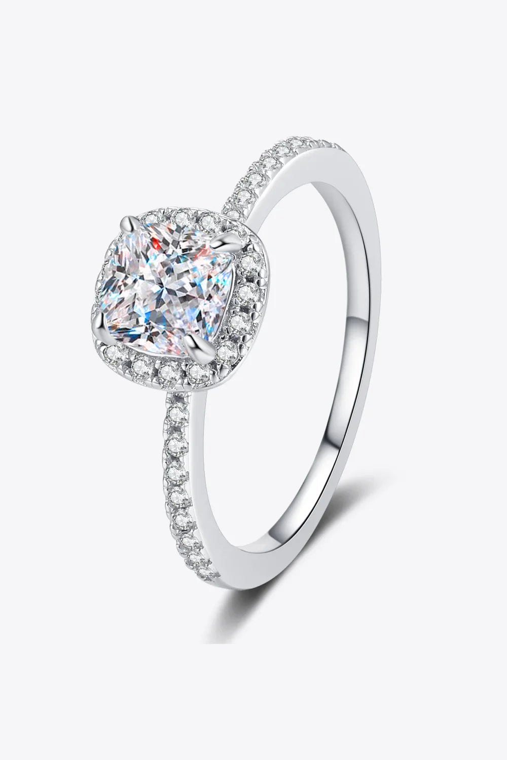Minimalist Ring Giovanna - 1 Carat Moissanite Halo Silver Women's Ring Velanci