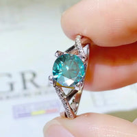 Moissanite Ring Giovanna - 1 Carat Crisscross Silver Women's Ring Velanci