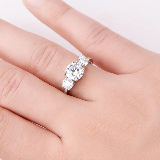 Moissanite Ring Ginevra - 3 Carat Sterling Silver Sparkle Women's Ring Velanci