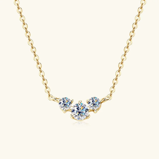 Sterling Silver Inlaid Moissanite Necklace - Everyday Wear Velanci