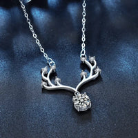 Moissanite Deer Antler Necklace - Sterling Silver Shine Velanci