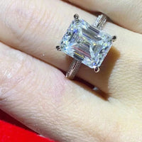 Ring Isabella - 5 Carat Emerald-Cut Moissanite Silver Women's Ring Velanci