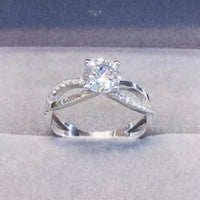 Sterling Silver 2Ct Moissanite Crisscross Ring Lina - Gleam Women's Ring Velanci