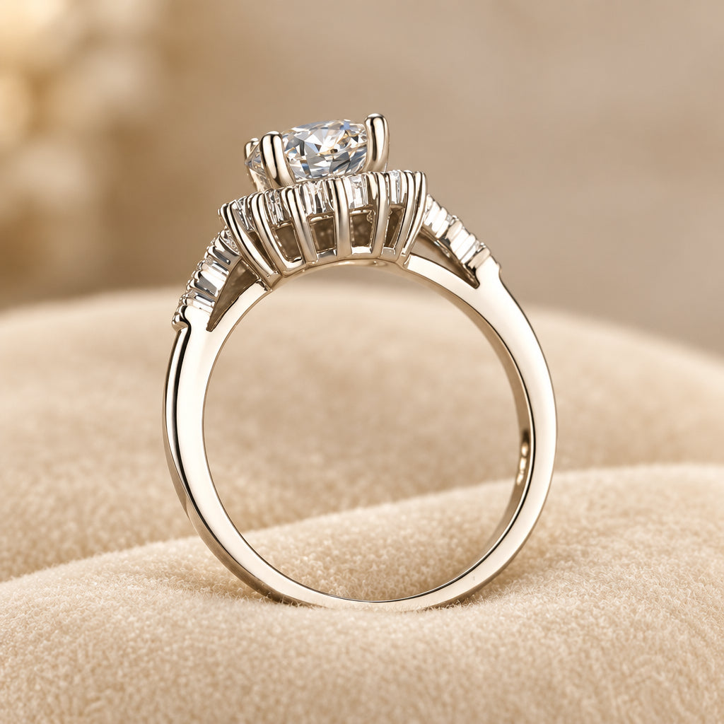 1 Carat Moissanite Halo Ring Valentina - Coastal Sparkle Women's Ring Velanci