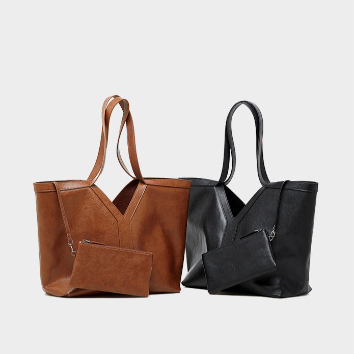 Korean Style Autumn Luxe Leather Tote Bag
