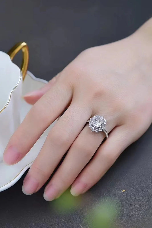 Moissanite Ring Sofia - 2 Carat Cushion Halo Sparkle Women's Ring Velanci