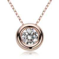 1ct Moissanite Necklace - Rose Gold Plated Silver Sparkle Velanci