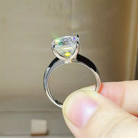Moissanite Sterling Silver Ring Fiorella - Rainbow Fire Women's Ring Velanci