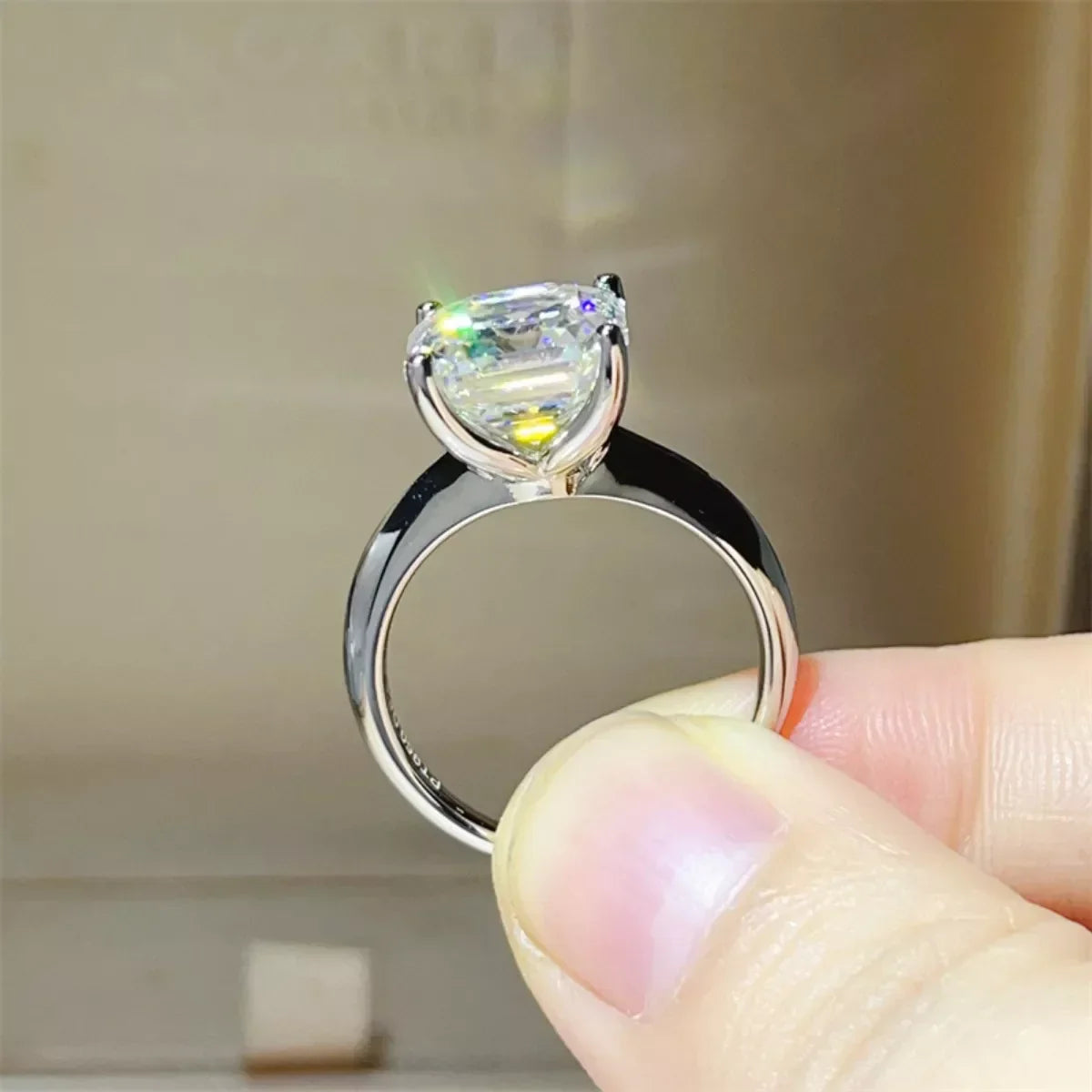 Moissanite Sterling Silver Ring Fiorella - Rainbow Fire Women's Ring Velanci