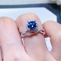 Moissanite Ring Bianca - 1 Carat Silver Halo Shine Women's Ring Velanci