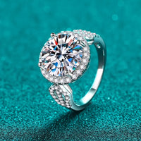 Ring Alessia - 5 Carat Moissanite Sterling Silver Halo Women's Ring Velanci