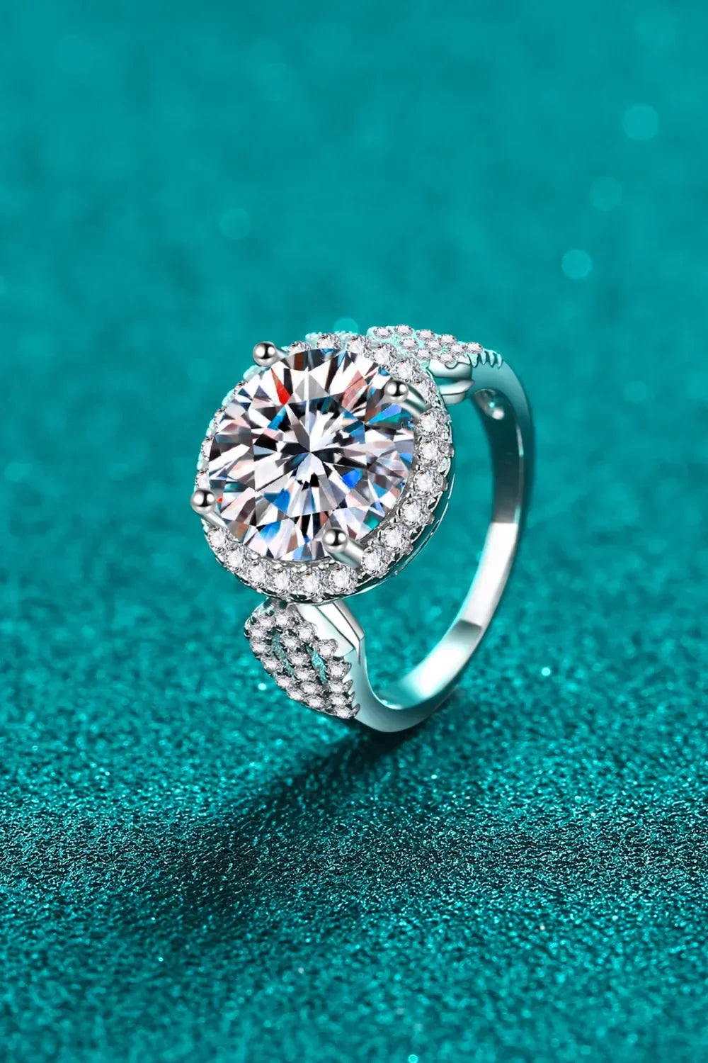 Ring Alessia - 5 Carat Moissanite Sterling Silver Halo Women's Ring Velanci