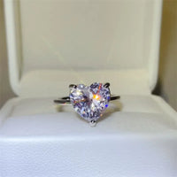 Ring Valentina - 5 Carat Heart Moissanite Sterling Silver Women's Ring Velanci