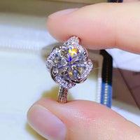 Moissanite Ring Alessandra - 2ct Halo Sterling Silver Women's Ring Velanci