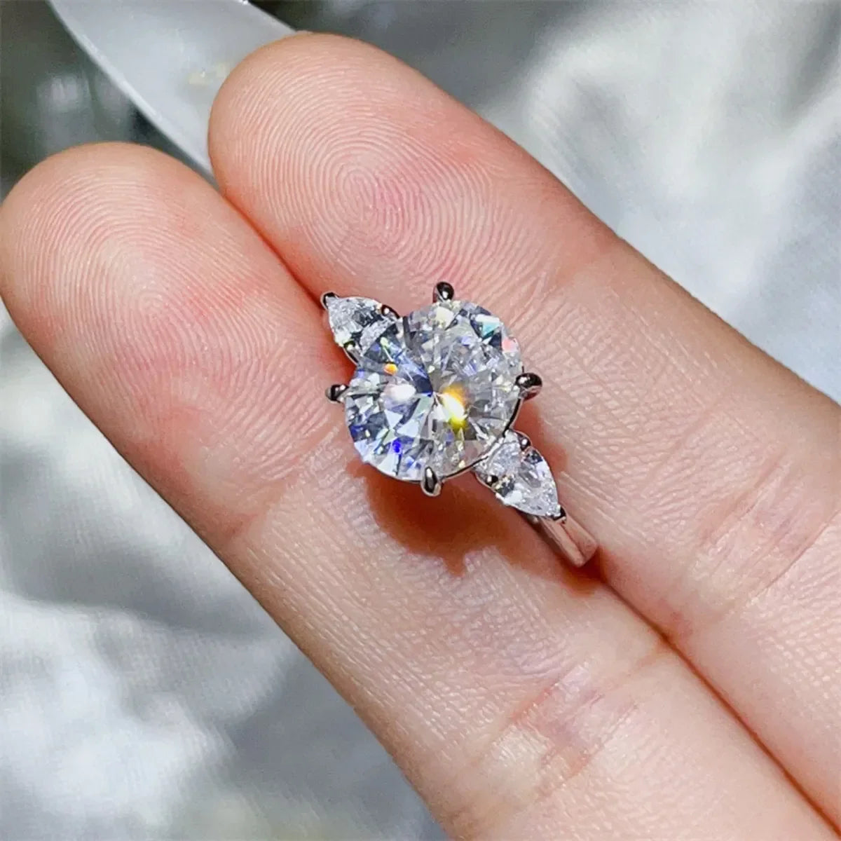 Ring Bianca - 3 Carat Moissanite, Sterling Silver Band Women's Ring Velanci
