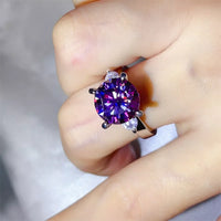 Ring Giulia - 5 Carat Purple Moissanite Sterling Silver Women's Ring Velanci
