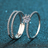Moissanite Sterling Silver Ring Set Giovanna - Coastal Shine Women's Ring Velanci