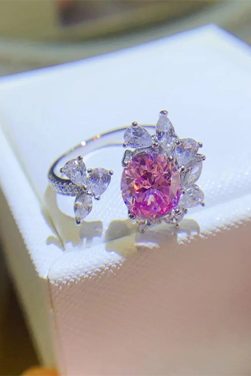 3 Carat Moissanite Ring Elena - Open Ring In Sterling Silver Women's Ring Velanci