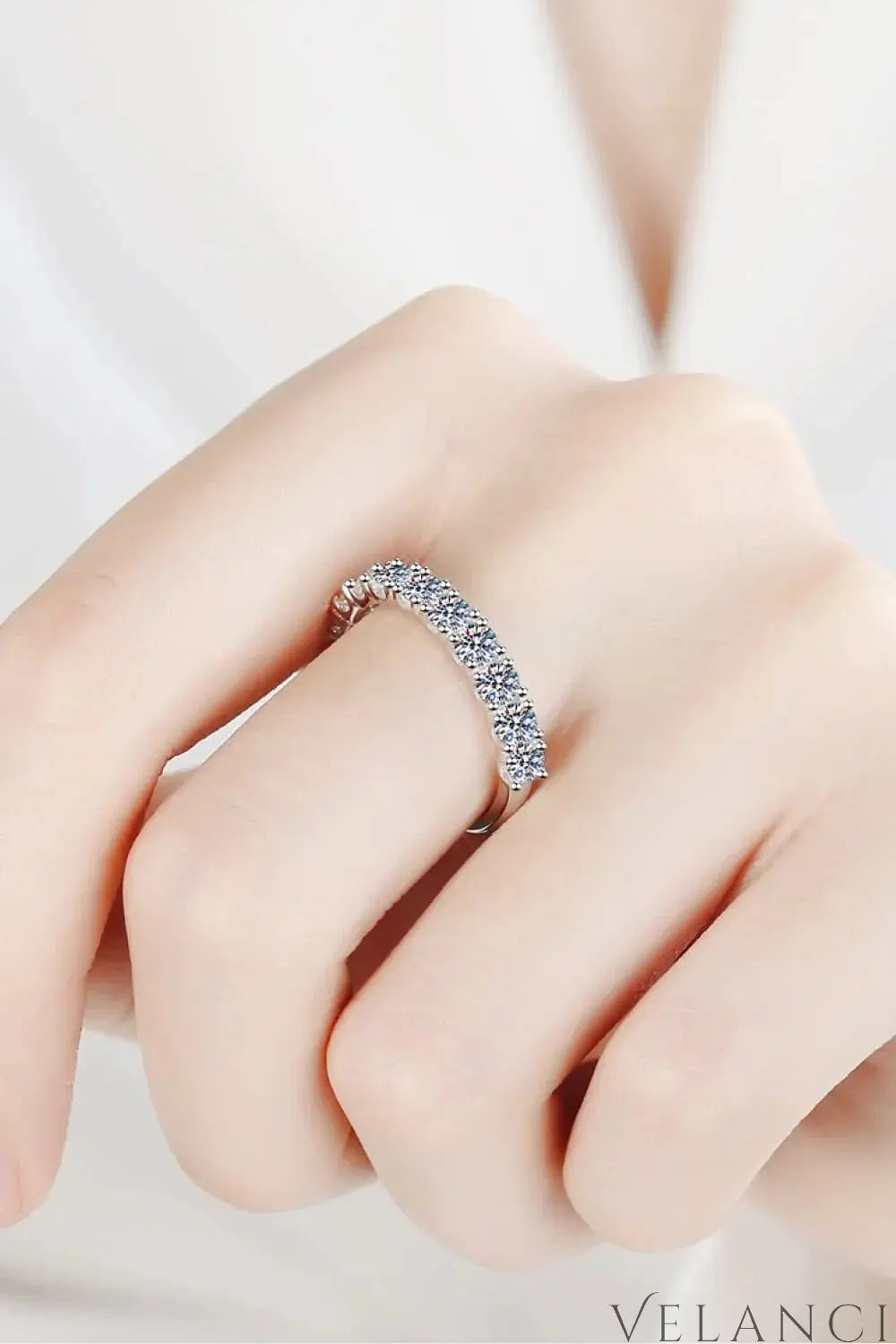 Moissanite Ring Alessia - Minimalist Sterling Silver Shine Women's Ring Velanci