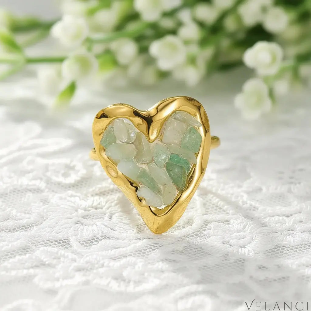 Ring Giovanna - Adjustable Open-Heart Lilac Stones Women's Ring Velanci