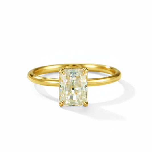 Ring Giulia - 2ct Moissanite Rect, 18K Gold-Plated Silver Women's Ring Velanci