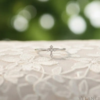Sterling Silver Zircon Cross Ring Bianca - Delicate Sparkle Velanci
