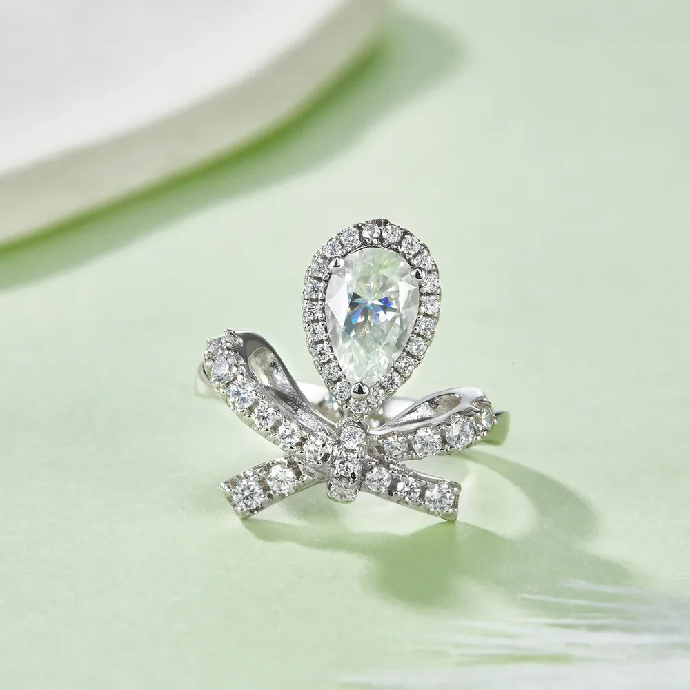 Moissanite Ring Elena - 1 Carat Sterling Silver Band Women's Ring Velanci