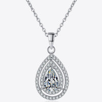 Moissanite Teardrop Pendant Necklace - Sterling Silver Velanci