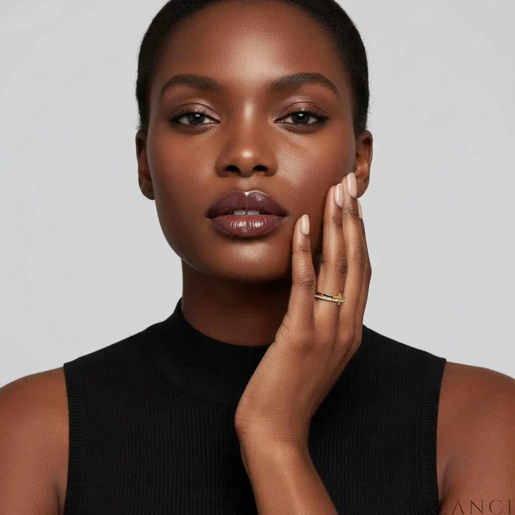 Sterling Silver Cross Ring Alessia - 18K Gold-Plated Velanci