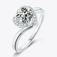 Ring Giulia - 1 Carat Moissanite Heart Sterling Silver Women's Ring Velanci