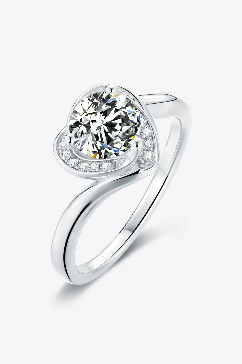 Ring Giulia - 1 Carat Moissanite Heart Sterling Silver Women's Ring Velanci