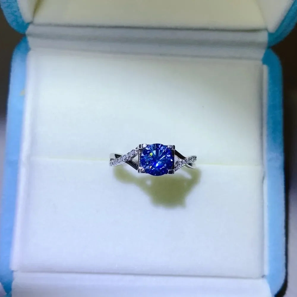 1 Carat Moissanite Ring Ariella - Crisscross Sterling Silver Women's Ring Velanci