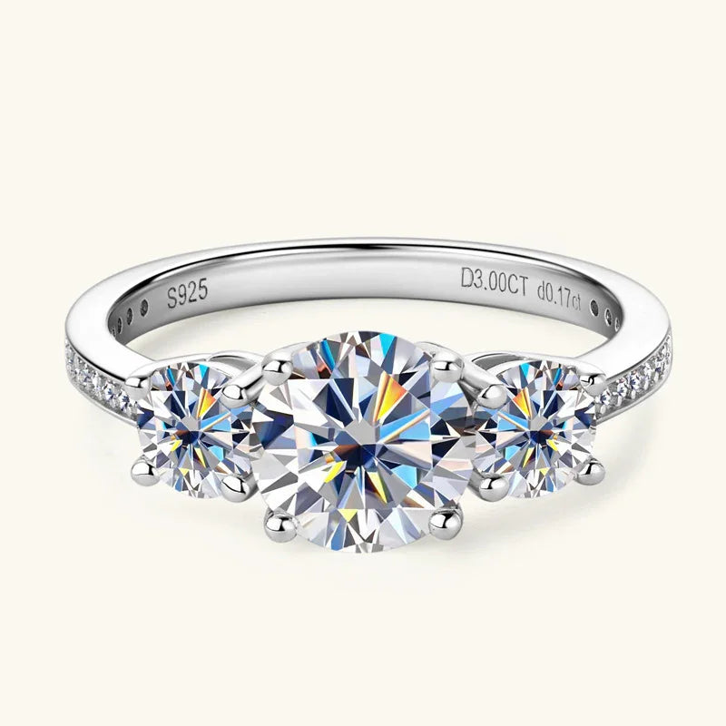 Moissanite Ring Ginevra - 3 Carat Sterling Silver Sparkle Women's Ring Velanci