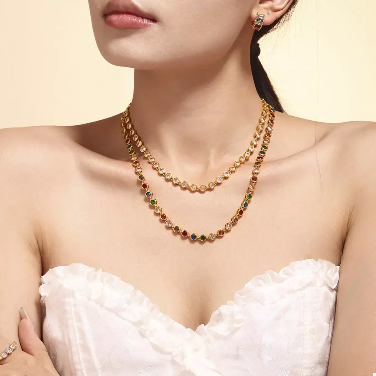 Gold-Plated Zircon Necklace - Lightweight Delicate Velanci