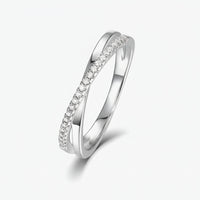 Moissanite Crisscross Sterling Silver Ring Isabella - Shine Women's Ring Velanci
