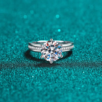 Ring Francesca - 3 Carat Round Moissanite Sterling Silver Women's Ring Velanci