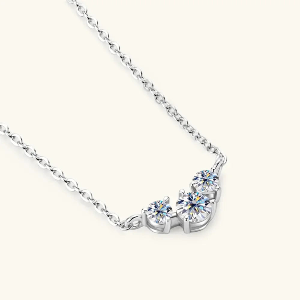 Sterling Silver Inlaid Moissanite Necklace - Everyday Wear Velanci
