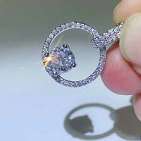 Moissanite Circle Pendant Necklace - 1 Carat Halo Design Velanci