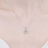 Heart Necklace - Sterling Silver 1 Carat Moissanite Halo Velanci