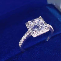 Moissanite Ring Ariella - 2ct Emerald Halo Sterling Silver Women's Ring Velanci