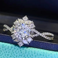 Ring Isabella - Floral 2 Carat Moissanite Crisscross Women's Ring Velanci