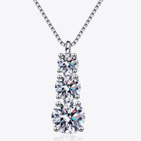 Moissanite Triple-Pendant Necklace - Three-Stone Sparkle Velanci