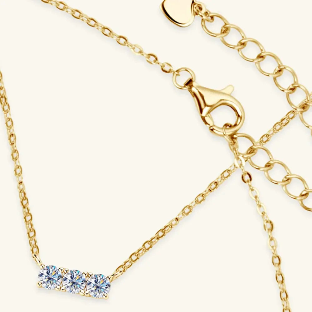 Moissanite Necklace - 18K Plated Sterling Silver Sparkle Velanci