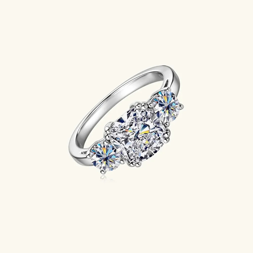 Moissanite Ring Giulia - 3.5 Ct Center Stone Sterling Silver Women's Ring Velanci