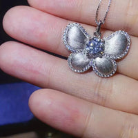 Moissanite Butterfly Pendant Necklace - 1 Carat Moissanite Velanci