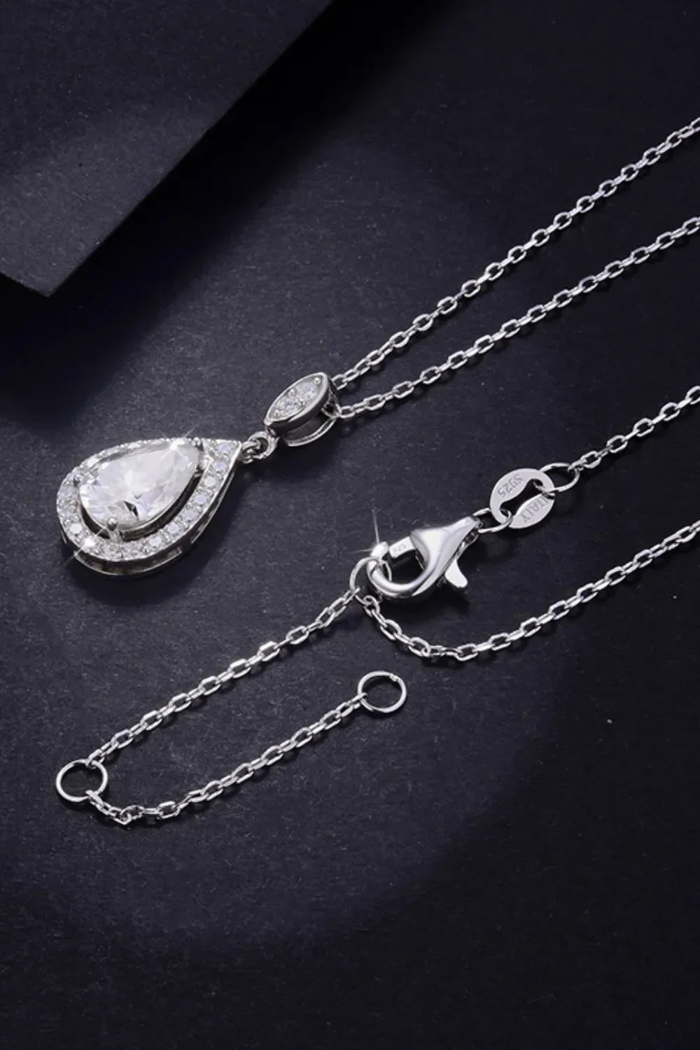 Moissanite Teardrop Necklace - Sterling Silver Shine Velanci