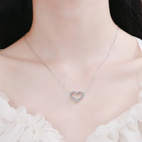 Moissanite Sterling Silver Heart Necklace - Sparkle Velanci