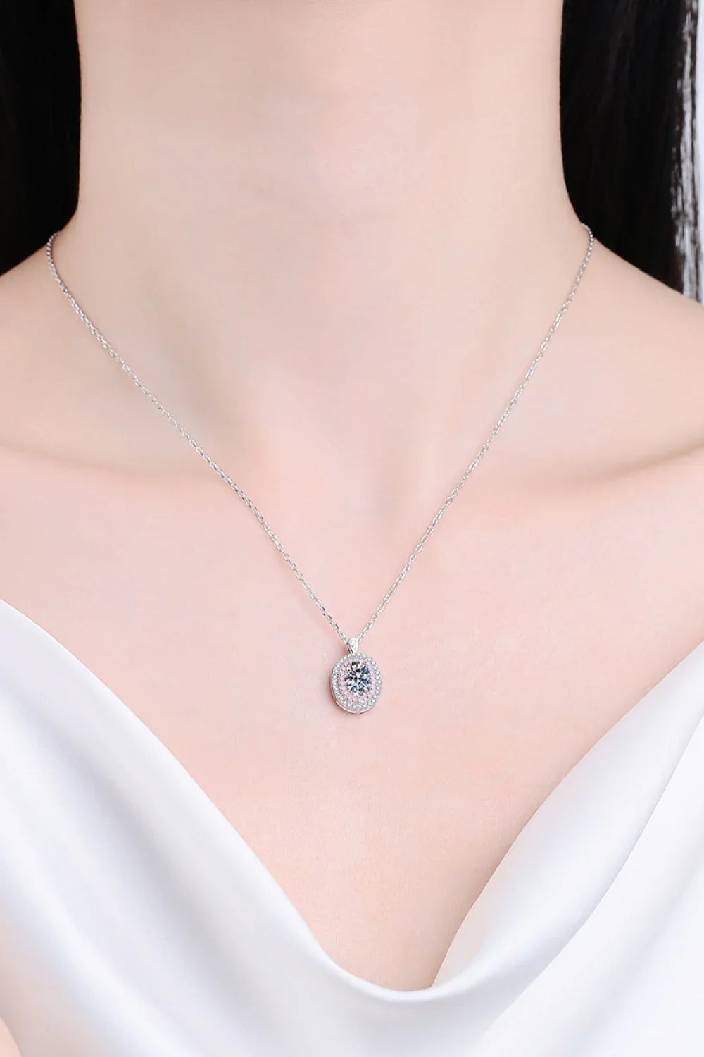 Moissanite Pendant Necklace - Sterling Silver 1ct Sparkle Velanci