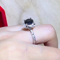 Minimalist 2 Carat Moissanite Floral Ring Lia - Black Halo Women's Ring Velanci
